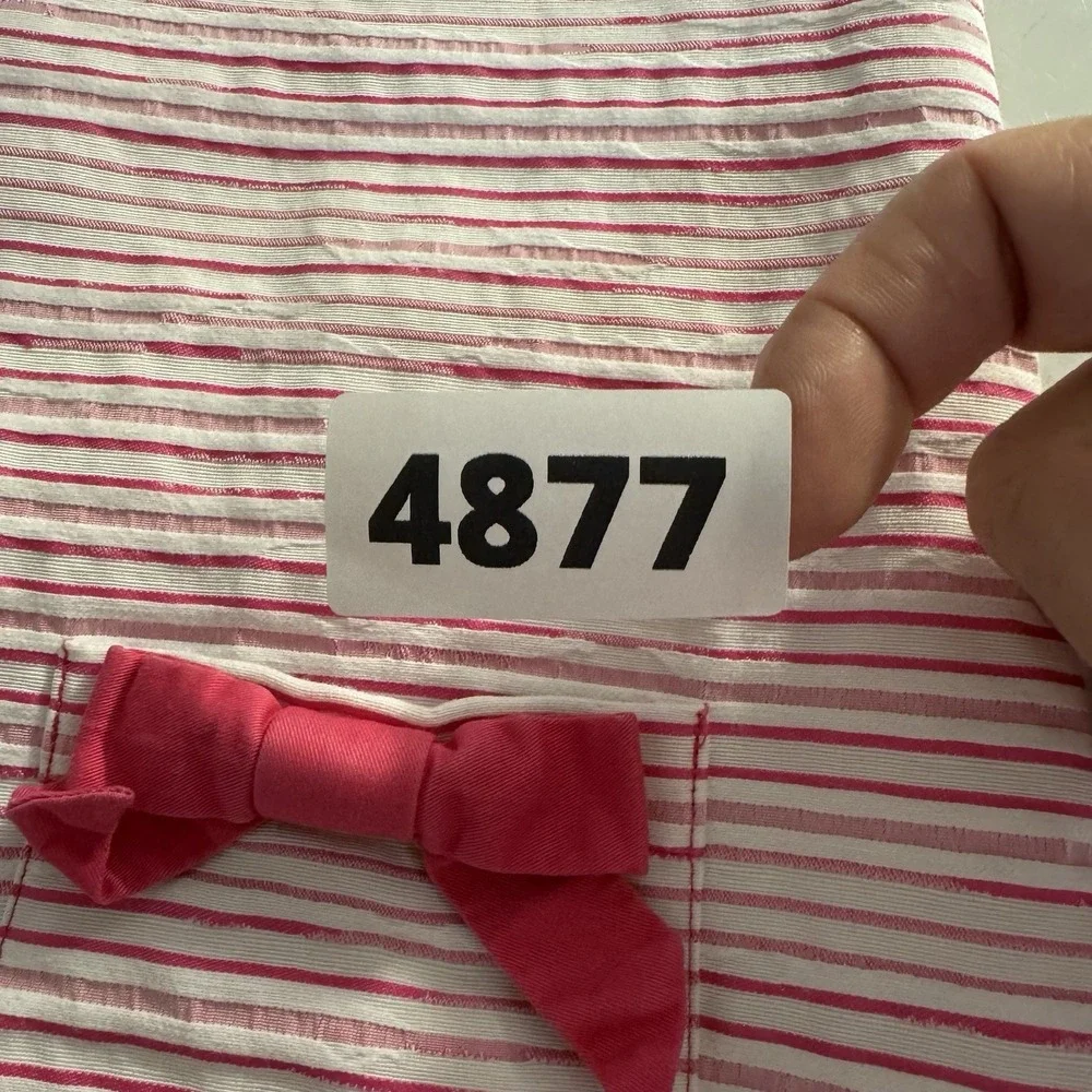 Vineyard Vines Girls Whale Logo Striped Shift Dress Sz 5 White And Pink Bows